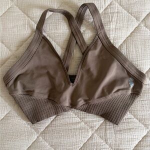 FP Movement by Free People Mauve Brown Ribbed Sports Bra